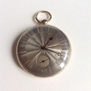 Antique large solid 18 K gold key wound pocket watch
