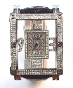 W497- DK DomosKenos Swiss Leather Watch w/ Diamonds.