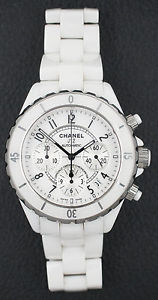 Chanel J12 White Ceramic Automatic Chronograph Watch 41mm Date H1007 Unisex