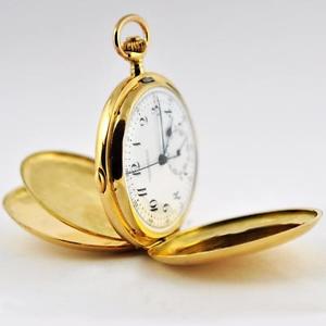 ANTIQUE EBERHARD & CO QUARTER REPEATER & CHRONOGRAPH 18K SOLID GOLD POCKET WATCH