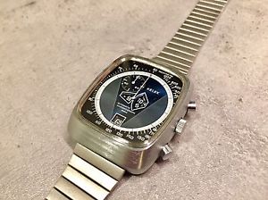 Vintage 1970s KELEK Jump Hour Chronograph Swiss Men's Watch Cal 1376 Tenor Dorly