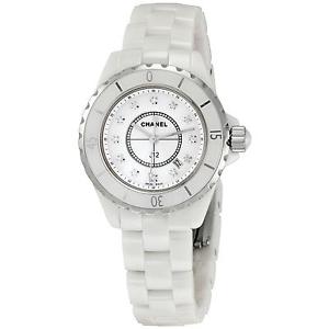 CHANEL WOMEN'S J12 33MM WHITE CERAMIC BAND & CASE QUARTZ ANALOG WATCH H1628