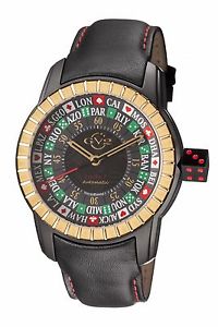 GV2 By Gevril Men's 9307 Lucky 7 Automatic Black Leather Wristwatch image 1