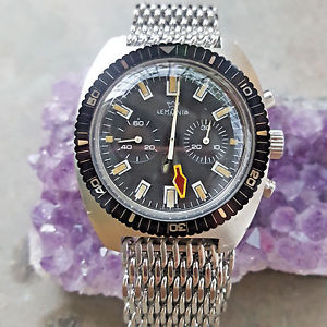 RARE WATCH LEMANIA DIVER CHRONOGRAPH MILITARY CAL.1872 MECHANICAL MANUAL