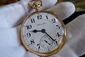 RR Grade 14K Solid Y Gold Hamilton Pocket Watch 992 16 Size 21 J. Double Roller