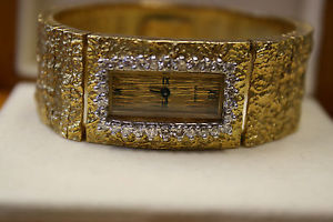 VTG 18KT Solid Gold & Diamond Balogh Sarcar Geneve 17 Jewel Lady's Swiss Watch