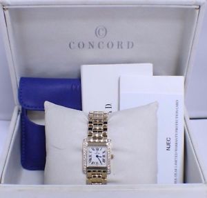 CONCORD LA TOUR LADIES 14K YELLOW GOLD AND DIAMOND WATCH   BOX & PAPERS