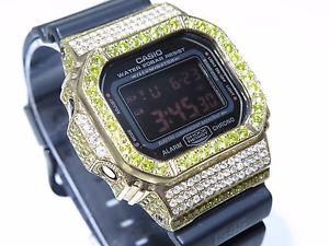 Mens 10k Yellow Gold 5.00ct White/ Yellow Diamond Sport Casio G-Shock Watch