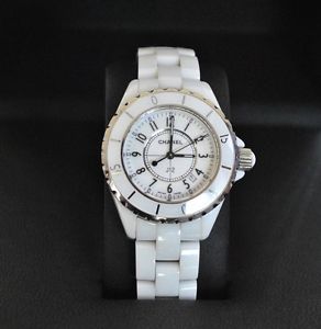Authentic Chanel J12 White Ceramic 33mm Ladies Watch H0968