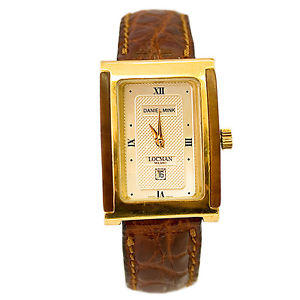LOCMAN DAMEN AUTOMATIKWERK BRAUN LEDER ARMBAND 14K GOLDGEHÄUSE DATUM UHR 19
