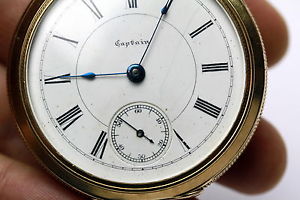 Antique 14K Captain Pocket Watch Cheney Nashua NH Serial 206001 Dueber Anchor