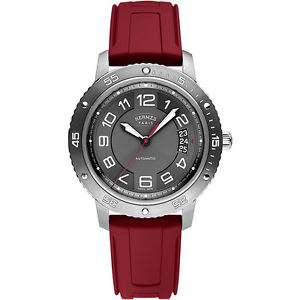 HERMES HOMME 41MM AUTOMATIQUE ROUGE CAOUTCHOUC BRACELET DATE MONTRE 038912WW00