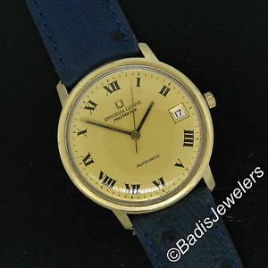 Vintage Men's 35mm 14K Gold Universal Geneve Polerouter Automatic Wrist Watch