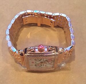 Unworn NEW Michele Deco Signature Diamond MOP Rose Gold Tone Watch MWW06P000109