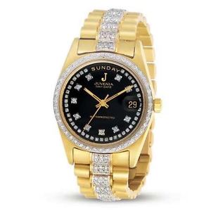 New 18k Gold JUVENIA Men's Automatic Day/Date watch with 5.40 ct G/VS1 Diamonds