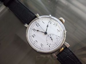 VINTAGE 1/4 HOUR REPEATER CHRONOGRAPH SWISS MADE PORCELAIN DIAL WRISTWATCH