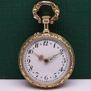 ANTIQUE 18K SOLID GOLD ENAMEL DIAL PENDANT & POCKET WATCH