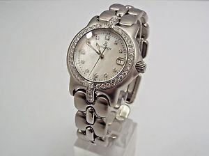 Bertolucci Stainless Steel Vir Mother of Pearl Diamond Dial Diamond Bezel Watch