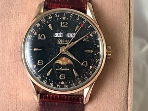 Zodiac Triple Date Moonphase Automatic With Black Gilt Tropical Dial