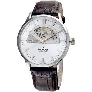 EDOX LES VAUBERTS OPEN HEART HOMME 43MM CUIR AUTOMATIQUE MONTRE 85006-3-AIN