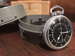 1941 Hamilton GCT 22j WWII 4992B Military Army Navigation Pocket Watch GEO Case