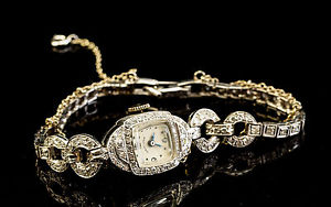 Vintage Hamilton Ladies Wrist Watch, Solid Platinum & Diamond 2.5 cts, 17J