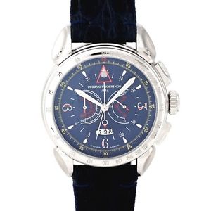 Pre-Owned CUERVO Y SOBRINOS Historia Doll SS/Leather Blue Auto Watch 3201.1, MR