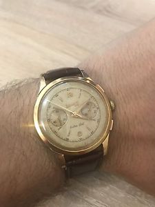 VTG Eberhard Extra Fort Chronograph 14003 Solid Gold 18k 38mm Swiss Cal.14000 !!