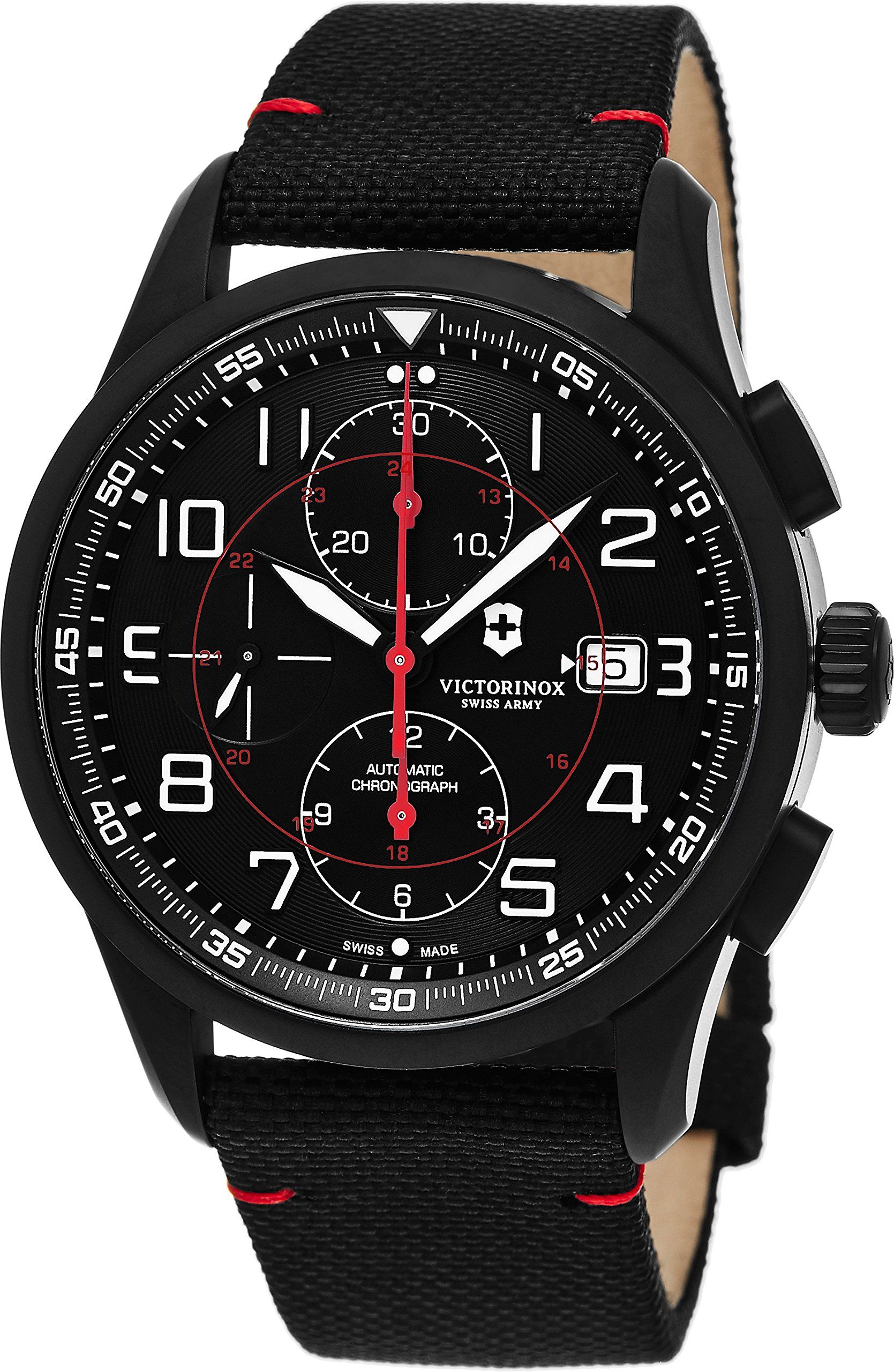 Victorinox Men's 'AirBoss' Swiss Stainless Steel and Nylon Automatic Watch, Colo