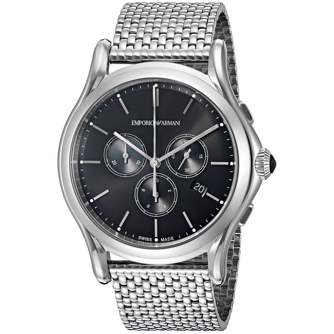 Emporio Armani Swiss Made Men's ARS4005 Analog Display Swiss Quartz Silver Watch