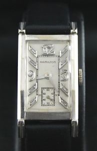VINTAGE!  Hamilton 14 K White Gold Diamond Dial Men’s Mechanical Wind Wristwatch