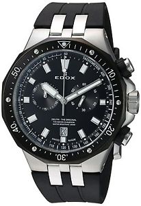 Edox Men's 'Delfin' Quartz Stainless Steel and Rubber Dress Watch, Color:Black (
