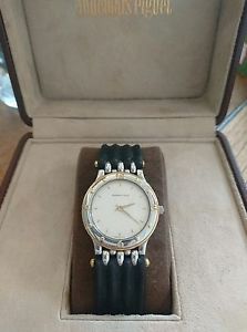 Audemars Piguet vintage 1988 18k gold, stainless steel leather strap dress watch