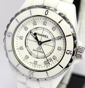 Chanel J12 H1629 White Ceramic 12P Diamond Diamonds Watch Used