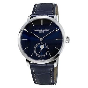 Free Shipping Pre-owned Frederique Constant Slimline Manufacture Navy Dial Men's