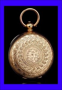 Antique G. A. Huguenin 18K Gold Pocket Watch. Switzerland, 1870