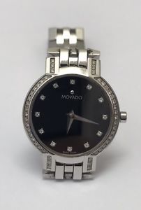 Movado Women's Stainless Steel Watch with Diamonds