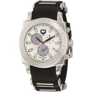Brillier 01.4.4.4.11.1 Mens White Dial Analog Quartz Watch with Rubber Strap