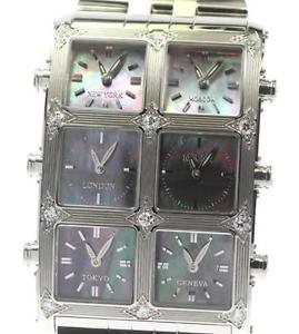 Auth ICELINK Ambassador AM2MPSL4D 12P Diamonds Quartz SS Men's watch