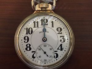 Illinois 10k GF 60 Hour Bunn Special  21 Jewel  Railroad Pocket Watch