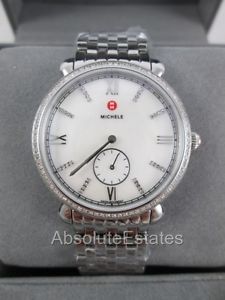 NEW Michele Gracile Silver Diamond MOP Dial Ladies Watch MWW26A000001 Box NIB
