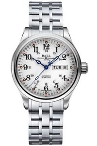 NEW BALL TRAINMASTER 60 SECONDS STAINLESS STEEL DAY & DATE NM1058D-S3J-WH