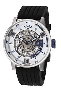Gv2 By Gevril Men's 1301R Motorcycle Automatic Black Rubber Wristwatch