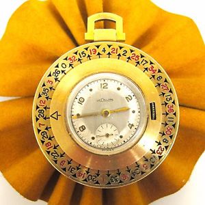 Le Countre 14k Yellow Gold Antique Vintage Roulette Men`s Pocket Watch 41mm