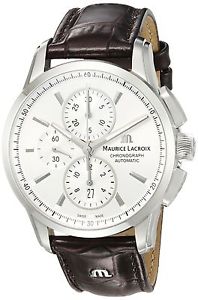 Maurice Lacroix Men's 'Pontos' Swiss Automatic Stainless Steel and Leather Casua