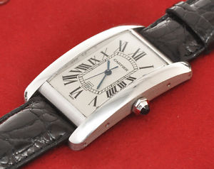Cartier Tank Americaine 45mm man's size 18k white gold automatic exc++++