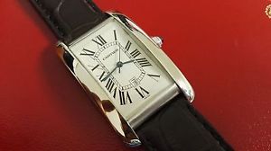 Cartier Tank Américaine 18 kt white gold fullset 45x26mm 1997 nice condition