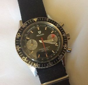 Vintage Nivada Grenchen Chronomaster Aviator Sea Diver Valjoux 23