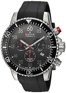 Edox Men's 'Chronorally-S' Quartz Stainless Steel and Rubber Sport Watch, Color: