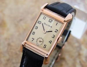 Bulova 1940s Mid Size Manual Swiss Made Rose Gold Filled Vintage Dress Watch D57